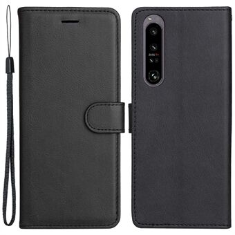 For Sony Xperia 1 IV 5G KT Leather Series-2 Folding Stand Case Ensfarget PU-skinn Magnetisk lukking Lommebok Støtsikkert flipdeksel med stropp