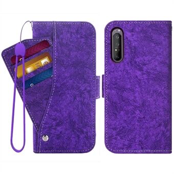 For Sony Xperia 1 IV 5G PU Leather Flip Wallet Case Vann-blekk Maling Texture Stand Dobbel magnetisk låsdeksel med roterende kortspor Holder