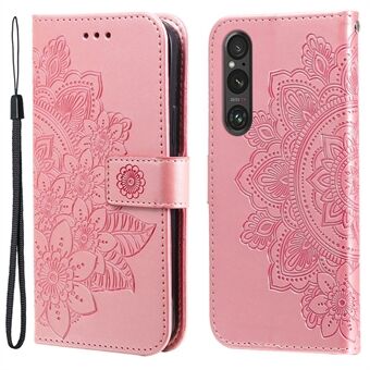 For Sony Xperia 1 V-deksel Blomstermønster Lommebokstil Lærtelefondeksel