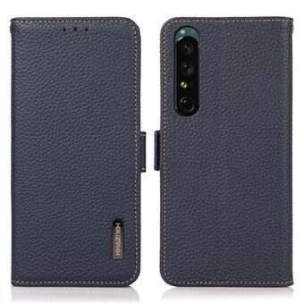 KHAZNEH For Sony XPeria 1 V Telefonveske i ekte skinn RFID-blokkerende Anti Scratch Flip Cover Stand Walle