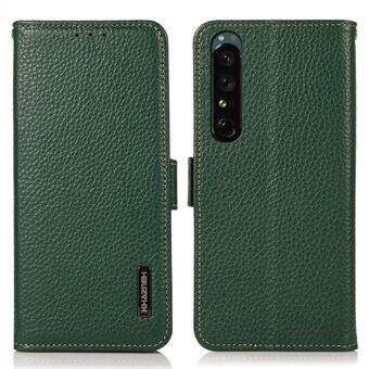 KHAZNEH For Sony XPeria 1 V Telefonveske i ekte skinn RFID-blokkerende Anti Scratch Flip Cover Stand Walle