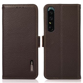 KHAZNEH For Sony XPeria 1 V Telefonveske i ekte skinn RFID-blokkerende Anti Scratch Flip Cover Stand Walle