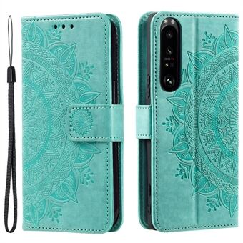 For Sony Xperia 1 V Mandala Flower Pattern Lær Telefonveske Flip Wallet Stand Cover