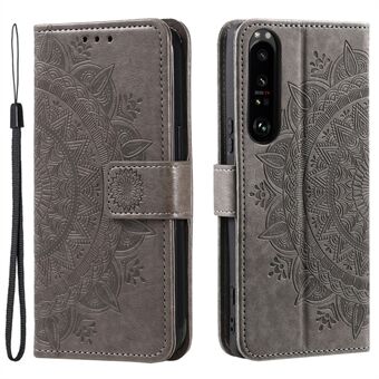 For Sony Xperia 1 V Mandala Flower Pattern Lær Telefonveske Flip Wallet Stand Cover