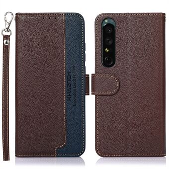 KHAZNEH For Sony Xperia 1 V Stand Lommebok telefonveske RFID-blokkerende PU-skinn Litchi Texture smarttelefondeksel