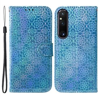 For Sony Xperia 1 V skinntelefonveske Blendende blomstermønster Anti- Scratch Stand