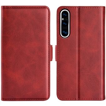 For Sony Xperia 1 V Leather Phone Stand Case Calf Texture Mobiltelefon lommebokdeksel