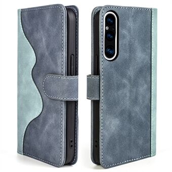 For Sony Xperia 1 V Dual Color skjøtestativ Stand telefonveske PU-skinndeksel