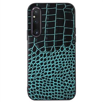 For Sony Xperia 1 V ekte okseskinnbelagt PC+TPU Crocodile Texture telefonveske