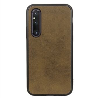 For Sony Xperia 1 V PU-skinn + TPU + PC-telefonveske Kuskinntekstur Støtsikkert bakdeksel