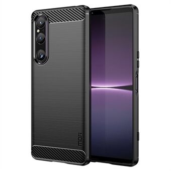 MOFI JK TPU Series-1 for Sony Xperia 1 V karbonfiberbørstet telefondeksel Myk TPU-telefonbakdeksel