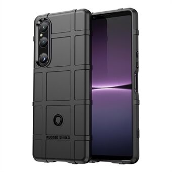 For Sony Xperia 1 V Soft TPU telefondeksel Robust firkantet rutenetttekstur Anti-skli deksel