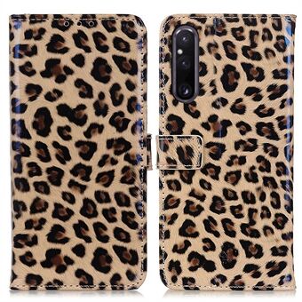 For Sony Xperia 1 V Leopard Print Lærlommebok Telefonveske Sammenleggbart Stand Telefon Beskyttelsesdeksel