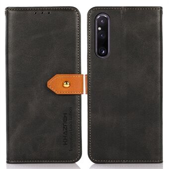 KHAZNEH PU Lær Cowhide Texture Telefonveske til Sony Xperia 1 V Stand Telefondeksel