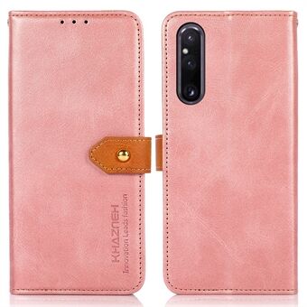 KHAZNEH PU Lær Cowhide Texture Telefonveske til Sony Xperia 1 V Stand Telefondeksel