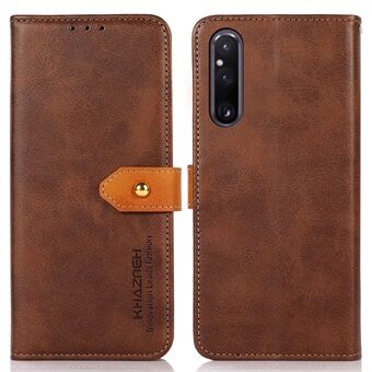 KHAZNEH PU Lær Cowhide Texture Telefonveske til Sony Xperia 1 V Stand Telefondeksel