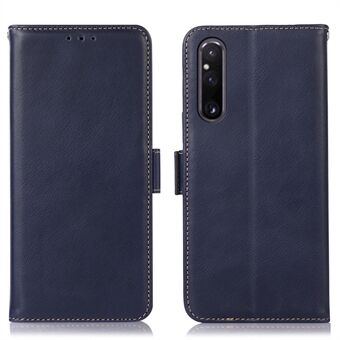 Telefonveske i ekte okseskinn til Sony Xperia 1 V Crazy Horse Texture RFID- Stand Lommebokskall