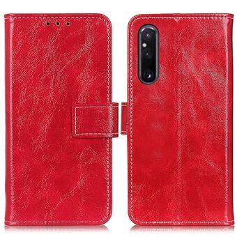 Skinntelefonveske for Sony Xperia 1 V , Retro Crazy Horse Texture Stand Magnetisk lommebok Telefondeksel Shell