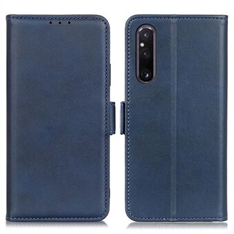 For Sony Xperia 1 V Cowhide Texture Phone Cover Stand Beskyttende telefonveske