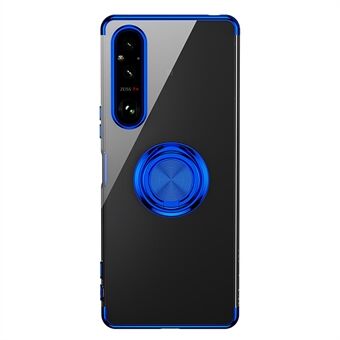 For Sony Xperia 1 V galvanisert TPU-telefondeksel med Ring Anti-fall bakdeksel