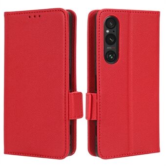 Telefonveske til Sony Xperia 1 V Anti-drop Litchi Texture Stand PU Lær lommebokdeksel