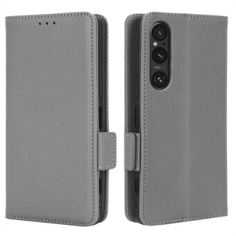 Telefonveske til Sony Xperia 1 V Anti-drop Litchi Texture Stand PU Lær lommebokdeksel