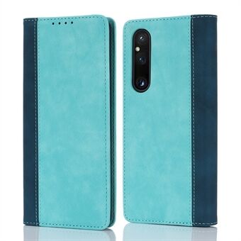 For Sony Xperia 1 V PU-lommebokveske Flip Stand To-farget skjøtetelefondeksel