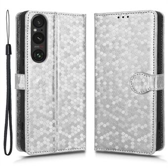 Skinnveske for Sony Xperia 1 V, med påtrykt punktmønster lommebok til Stand