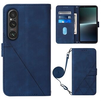 YB Imprinting Series-2 for Sony Xperia 1 V skinntelefonveske Stand med skulderstropp