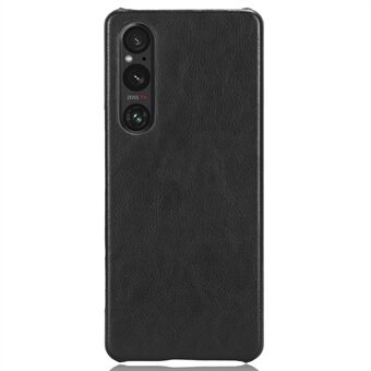 For Sony Xperia 1 V PU-skinn + hardt PC-skall Litchi Texture Ultra Thin Protective Phone Deksel