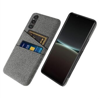 Telefonveske med dobbel kortholder til Sony Xperia 1 V, hard PC + telefonbakdeksel i klut