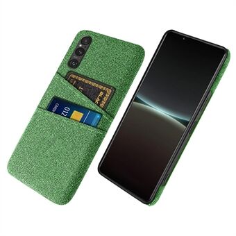 Telefonveske med dobbel kortholder til Sony Xperia 1 V, hard PC + telefonbakdeksel i klut