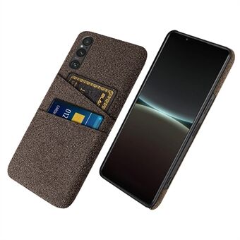 Telefonveske med dobbel kortholder til Sony Xperia 1 V, hard PC + telefonbakdeksel i klut