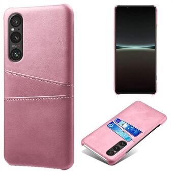 Telefonveske med to kortspor for Sony Xperia 1 V, anti- Scratch PU-skinnbelagt PC-deksel