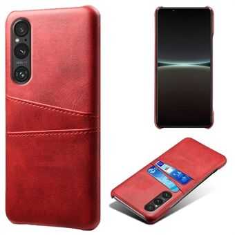 Telefonveske med to kortspor for Sony Xperia 1 V, anti- Scratch PU-skinnbelagt PC-deksel