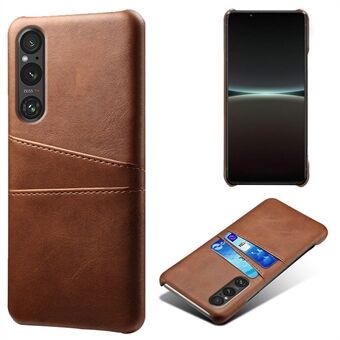 Telefonveske med to kortspor for Sony Xperia 1 V, anti- Scratch PU-skinnbelagt PC-deksel