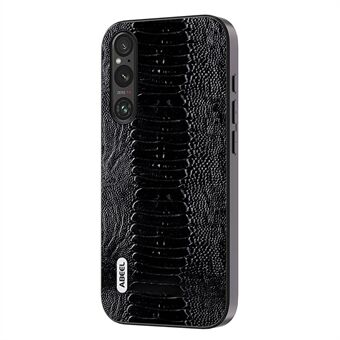 ABEEL For Sony Xperia 1 V ekte kuskinnbelagt telefondeksel Crocodile Texture PC+TPU-bakdeksel