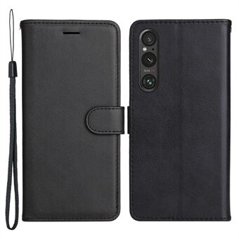 KT Leather Series-2 For Sony Xperia 1 V støtsikkert PU-skinnskall ensfarget Stand Telefonveske Lommebok