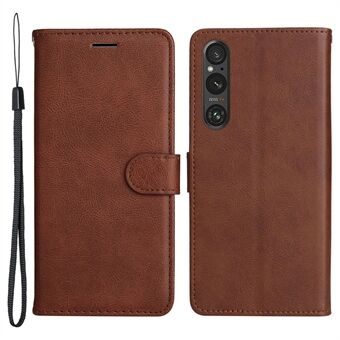 KT Leather Series-2 For Sony Xperia 1 V Støtsikkert PU-skinnskall ensfarget Stand Telefonveske Lommebok