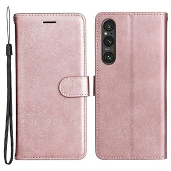 KT Leather Series-2 For Sony Xperia 1 V Støtsikkert PU-skinnskall ensfarget Stand Telefonveske Lommebok