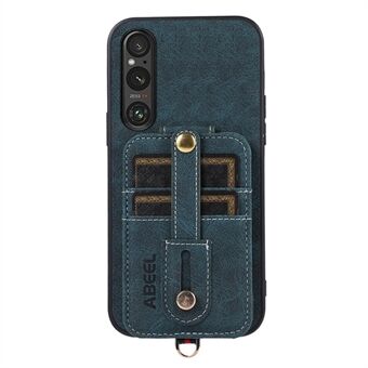 ABEEL Style 02 For Sony Xperia 1 V Litchi Texture PU Leather+TPU+PC-telefondeksel Vertikal flip-kortspor Kickstand-veske