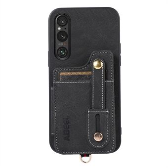 ABEEL Style 01 For Sony Xperia 1 V Scratch Litchi Texture PU Leather+TPU+PC-telefondeksel Kickstand-deksel med folio flip-kortspor