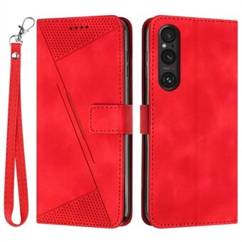 Lommebok Stander Telefonveske for Sony Xperia 1 V, PU-skinn trekantede trykkede telefondeksel