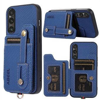 ABEEL Style 01 Horisontal Støttebein Deksel for Sony Xperia 1 V RFID-blokkering Karbonfiber teksturert PU+TPU-telefonfutteral med kortspor