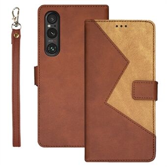 IDEWEI For Sony Xperia 1 V Etui PU-skinnstativ Kortholdere Mobiltelefondeksel Skall