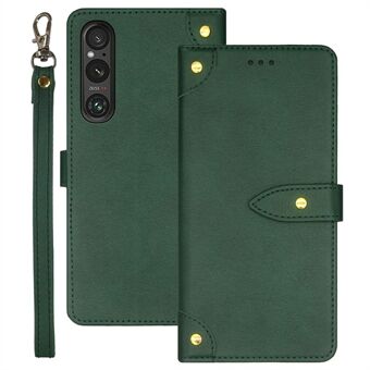 IDEWEI For Sony Xperia 1 V-etui med kortlomme, beskyttende telefondeksel med stativ.