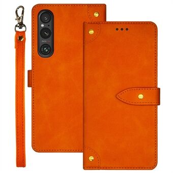 IDEWEI For Sony Xperia 1 V-etui med kortlomme, beskyttende telefoncover med stativ.