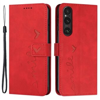 For Sony Xperia 1 V lærveske Skin-touch Stativ Lommebok-telefondeksel