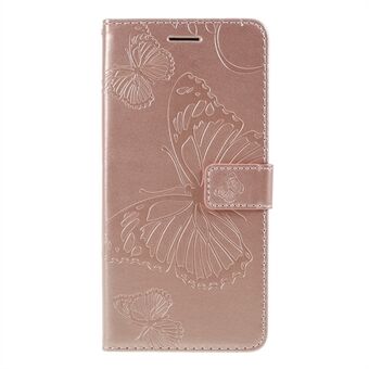 KT Imprinting Flower Series-2 Avtrykk Butterfly Leather Wallet Mobilveske til Google Pixel 3a