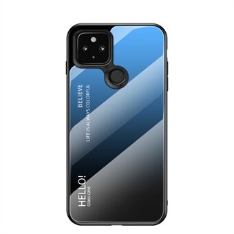 Myk TPU-kant + gradient herdet glass mobiltelefondeksel for Google Pixel 5